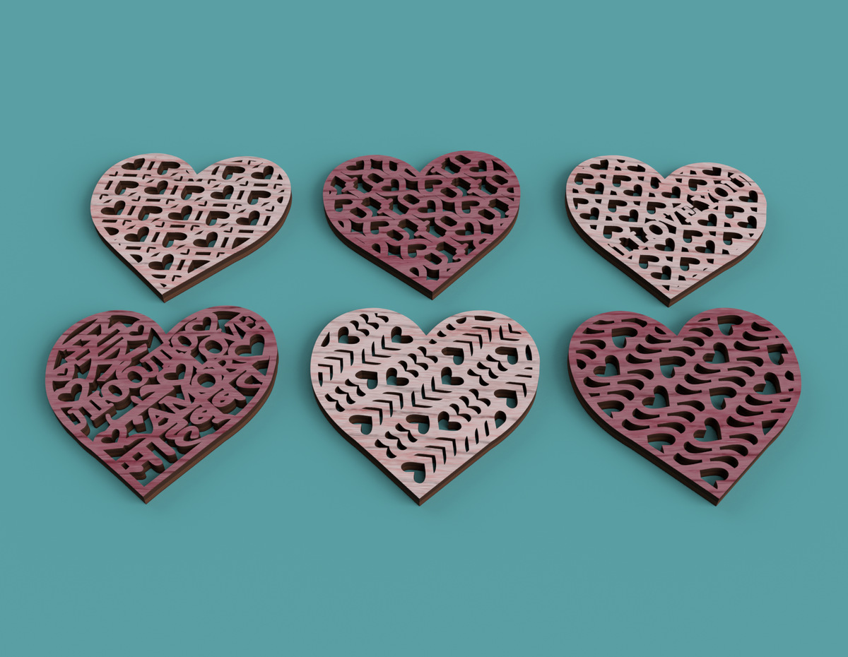 Love Heart Coasters -Laser Cut File - The X Laser Files