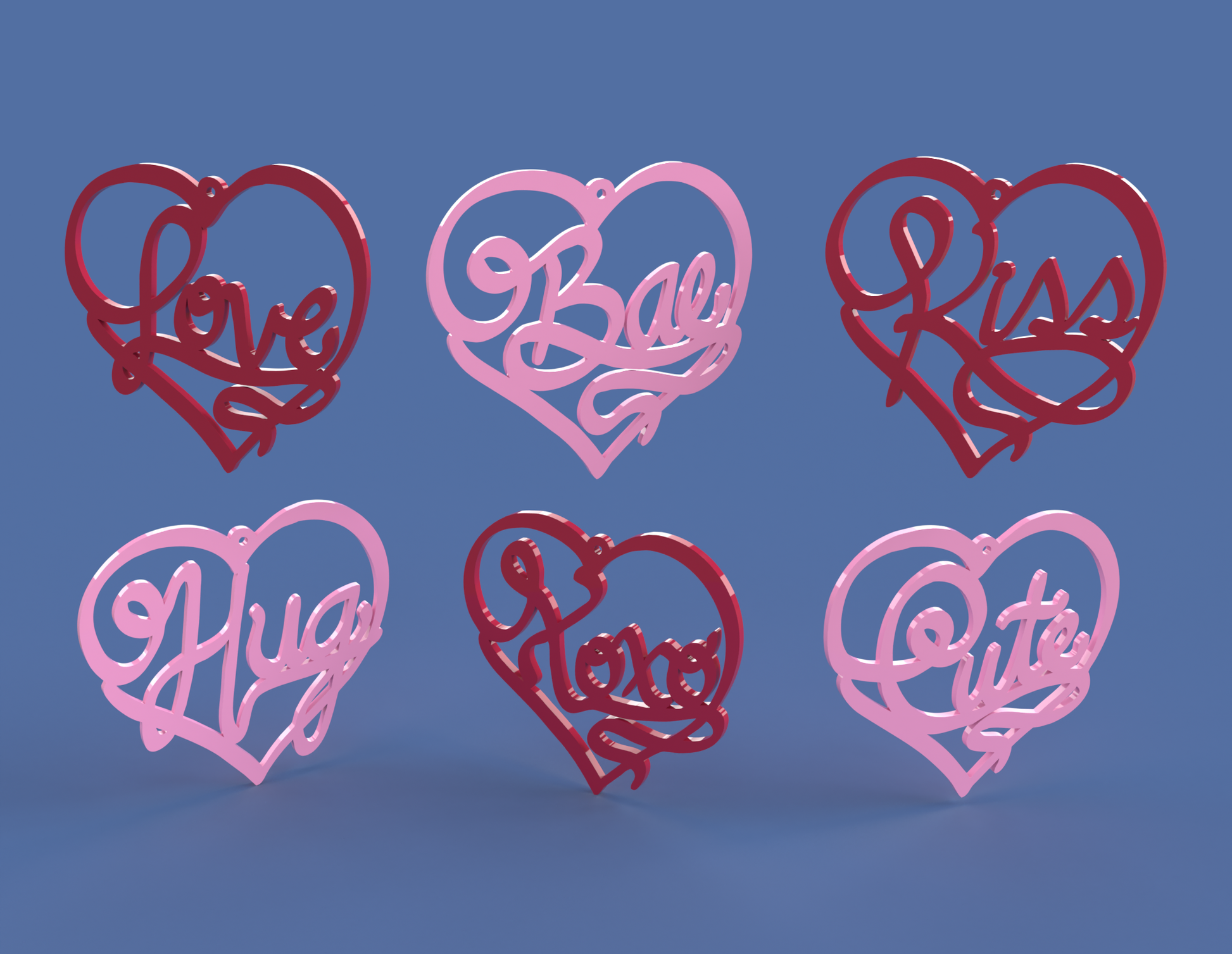 Valentine Hearts Coasters Ornaments and Toppers - Laser cut vector file