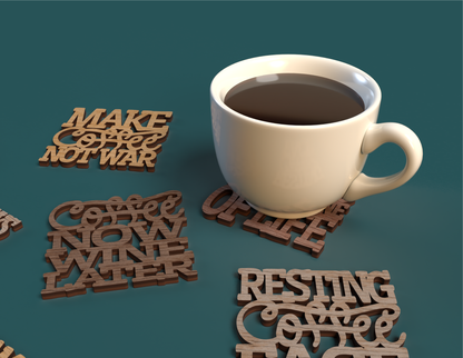 Coffee coasters with quotes - Laser cut vector file