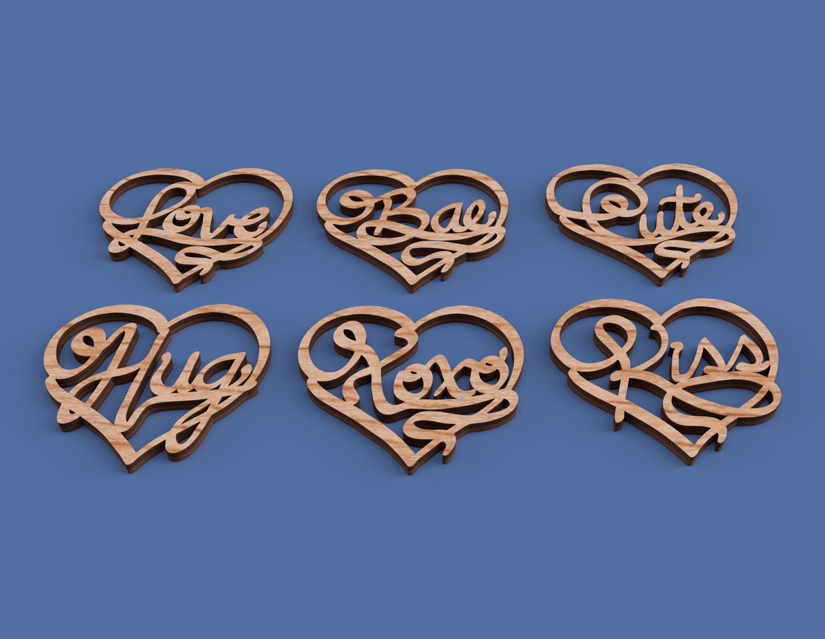 Valentine Hearts Coasters Ornaments and Toppers -Laser Cut File - The X Laser Files