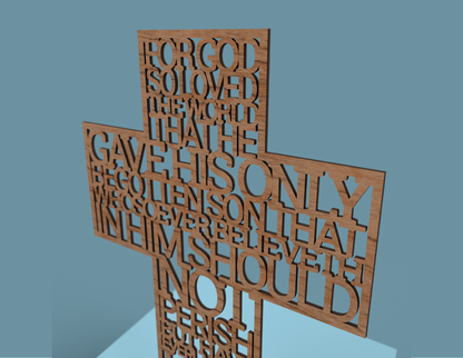 John 3:16 For God so loved the world Cross - Laser cut vector file