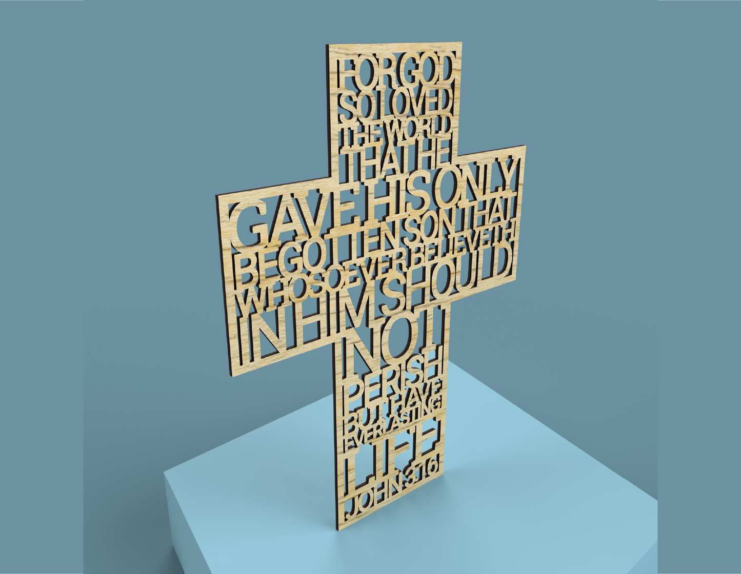 John 3:16 For God so loved the world Cross - Laser cut vector file