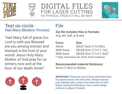 Modern Hail Mary Circle with Cross - Laser cut vector file