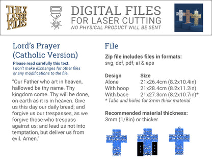 Catholic Lord's Prayer Cross - Laser cut vector file