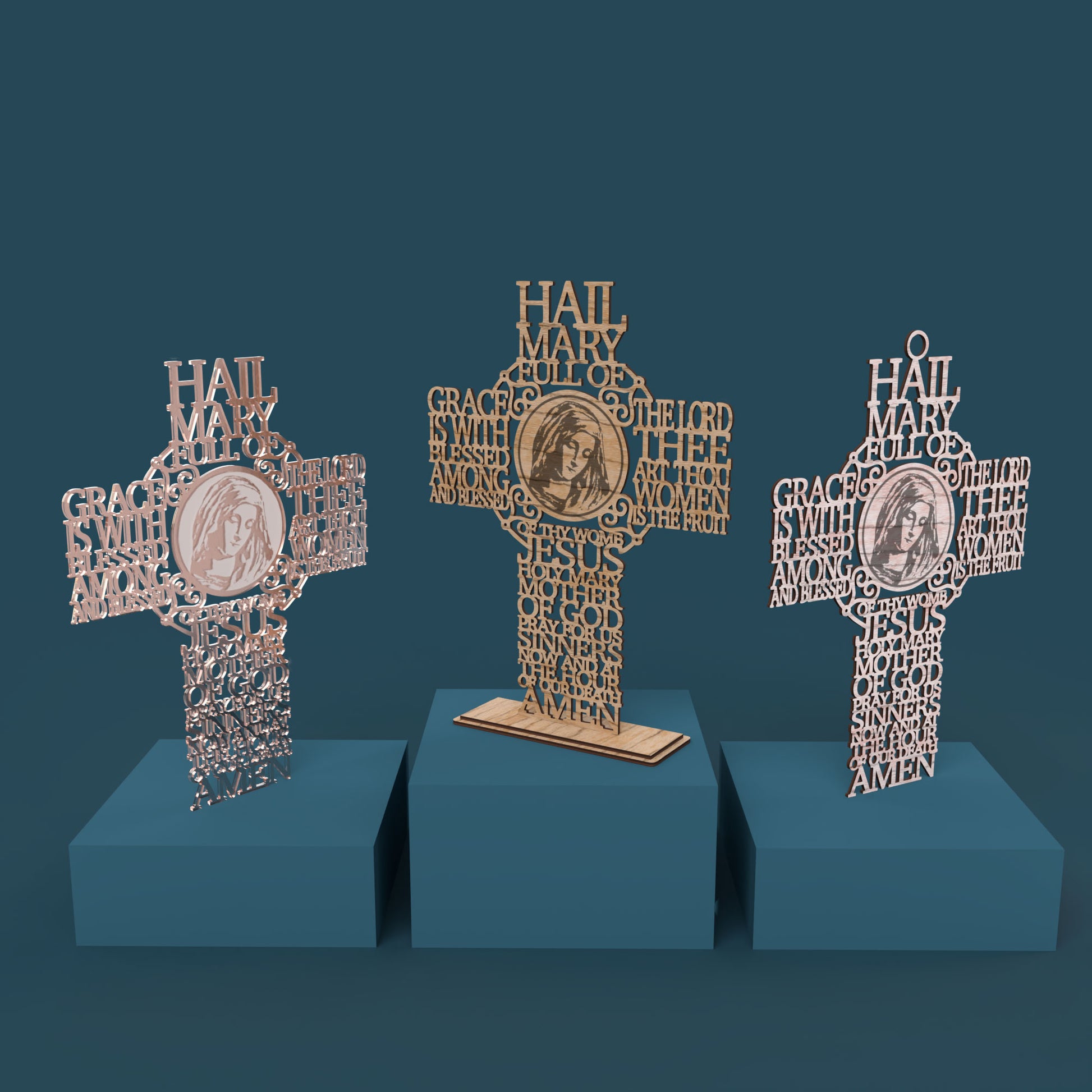 Hail Mary Picture Cross Traditional Version - Laser cut vector file