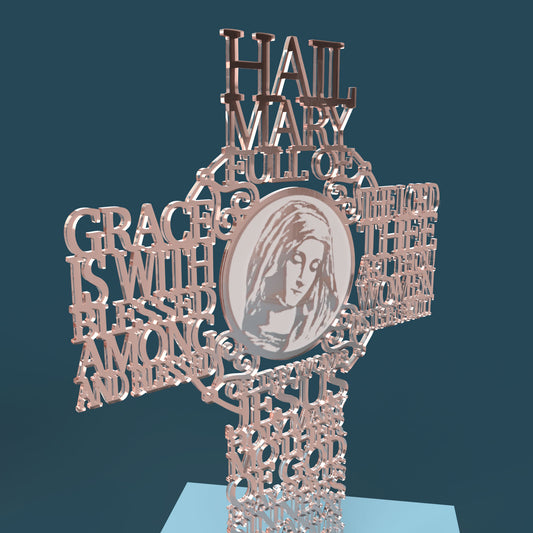 Hail Mary Picture Cross Traditional Version - Laser cut vector file