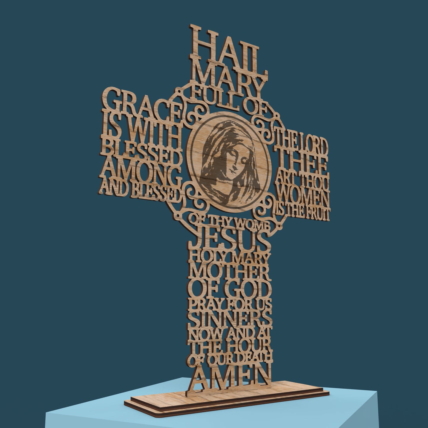 Hail Mary Picture Cross Traditional Version - Laser cut vector file