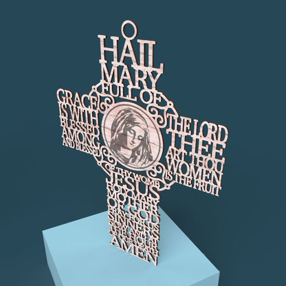 Hail Mary Picture Cross Traditional Version - Laser cut vector file