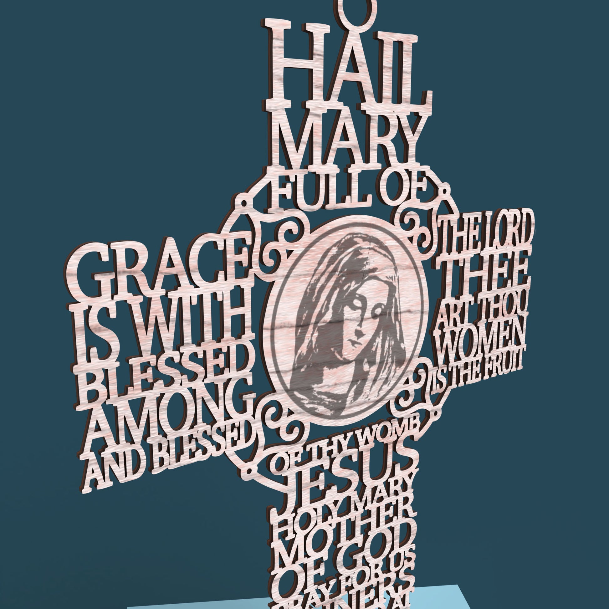 Hail Mary Picture Cross Traditional Version - Laser cut vector file