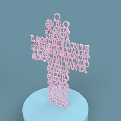 Ave O Maria Croce (Italian Hail Mary Cross) - Laser cut vector file