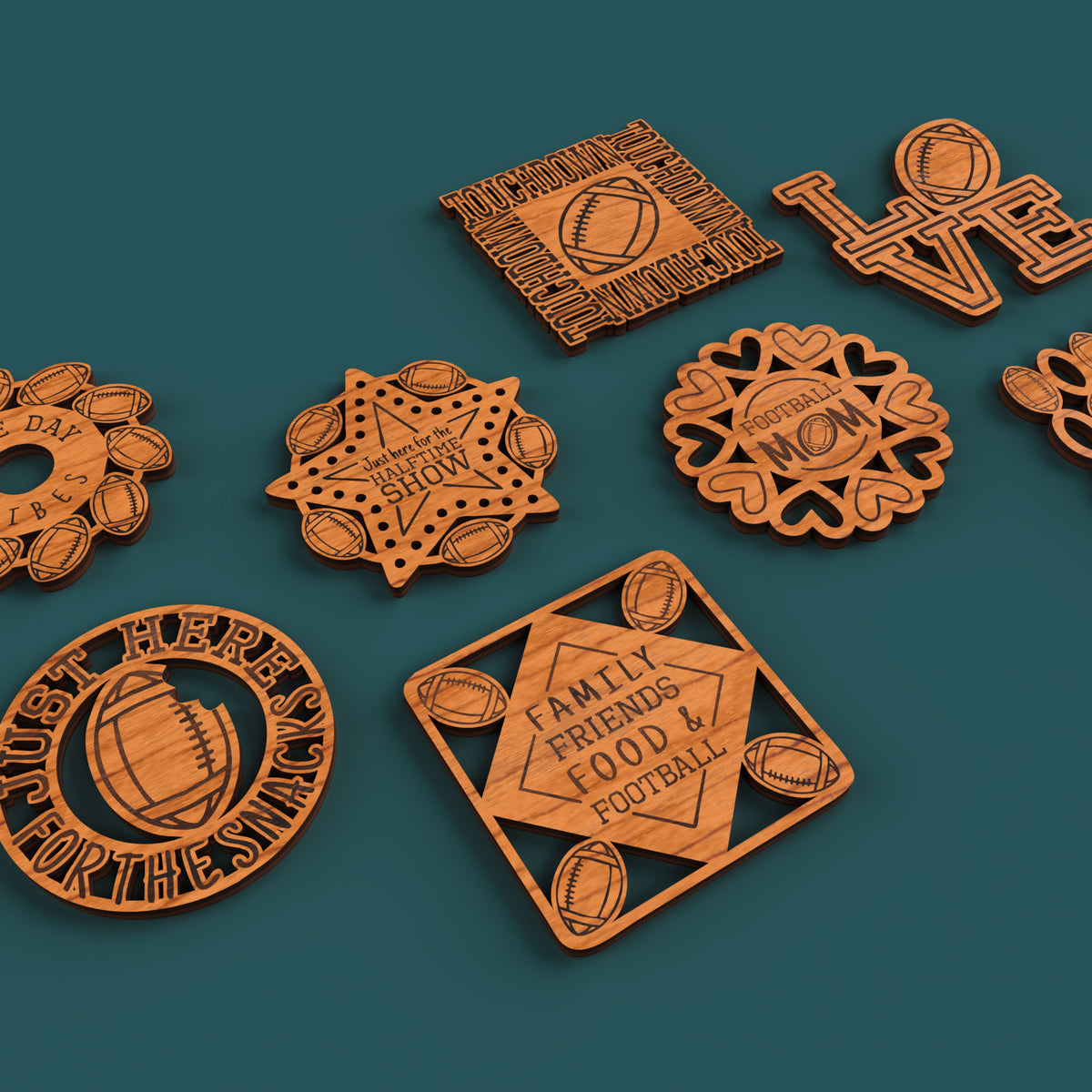 Football Coasters -Laser Cut File - The X Laser Files