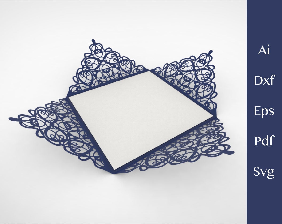 Wedding Invitation Four Fold -Laser Cut File - The X Laser Files