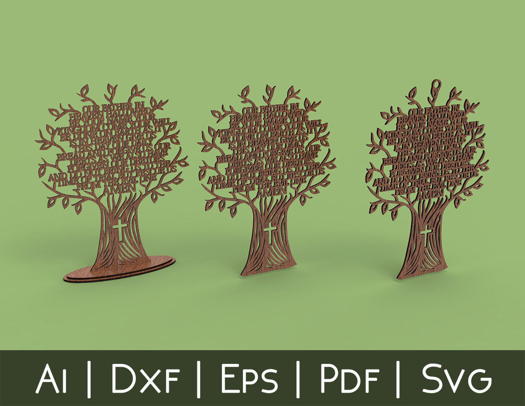 Modern Lord's Prayer Tree - Laser cut vector file