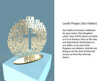 Modern Lord's Prayer Circle with Cross - Laser cut vector file