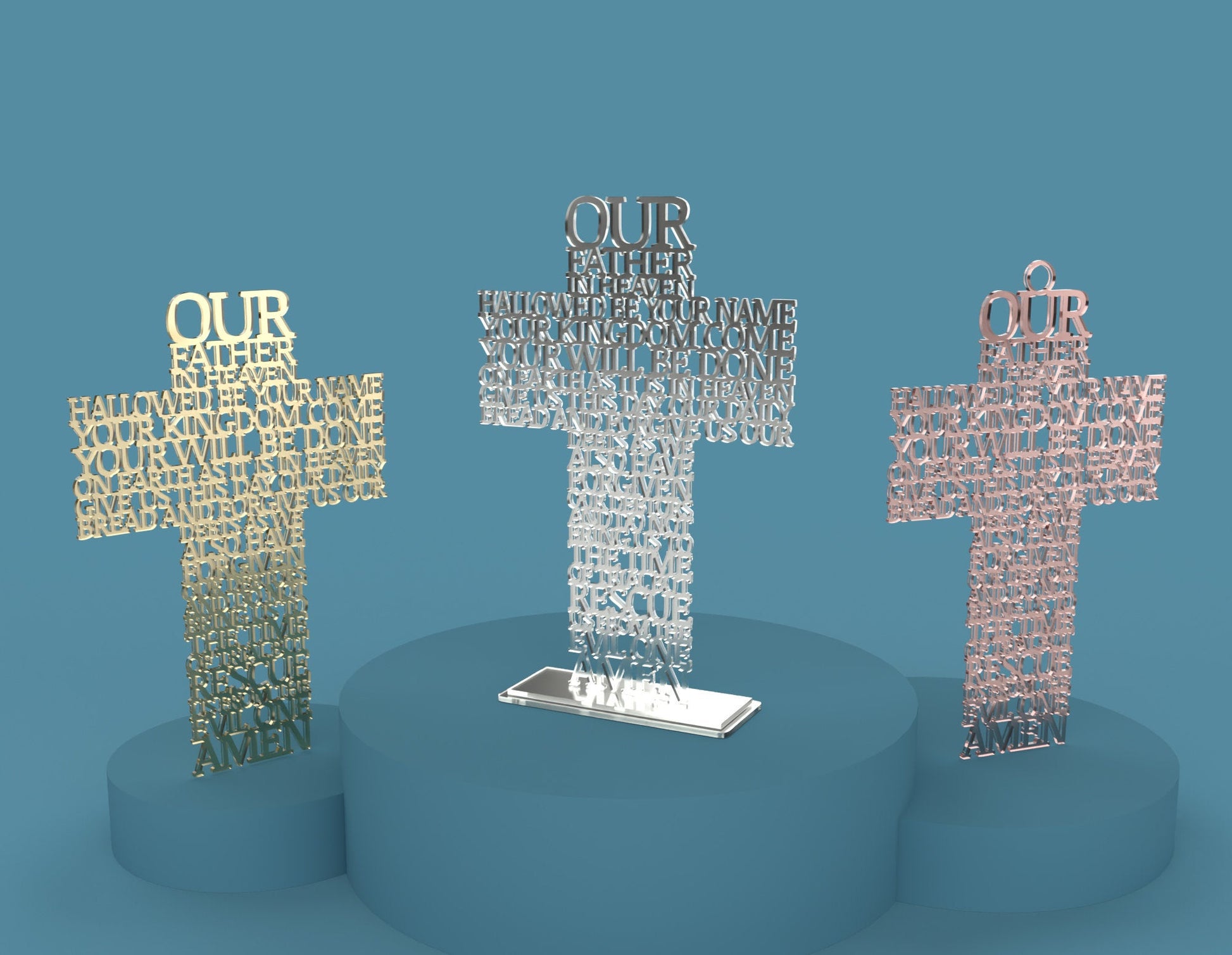 Modern Lord's Prayer Cross - Laser cut vector file