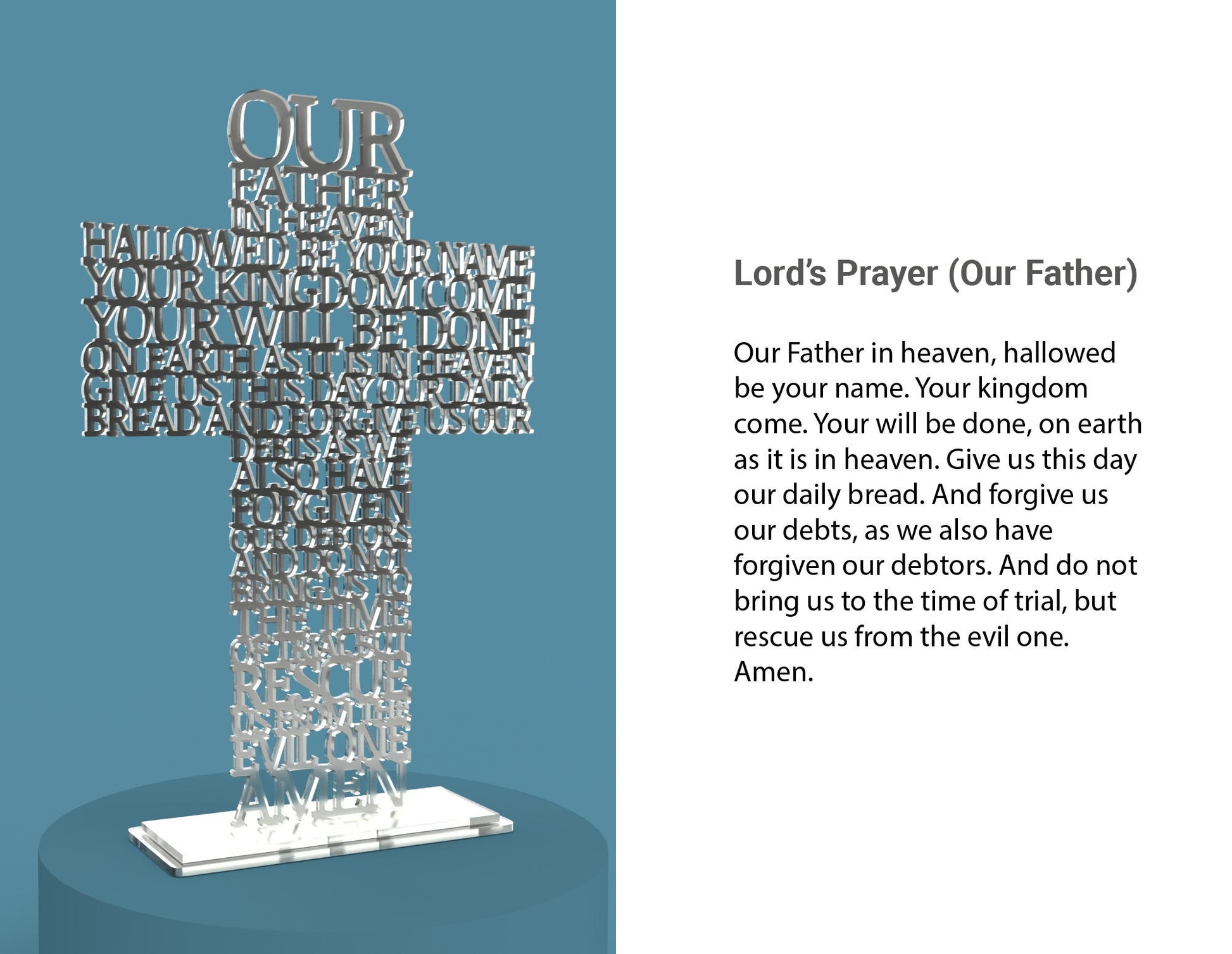 Modern Lord's Prayer Cross - Laser cut vector file