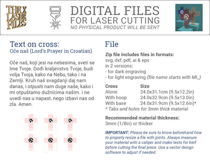 Oče Naš (Croatian Lord's Prayer Picture Cross) -Laser Cut File - The X Laser Files