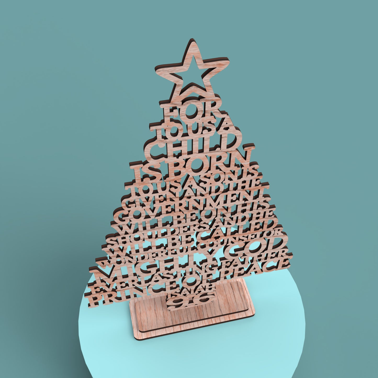 Isaiah 9:6 Christmas Tree - Laser cut vector file