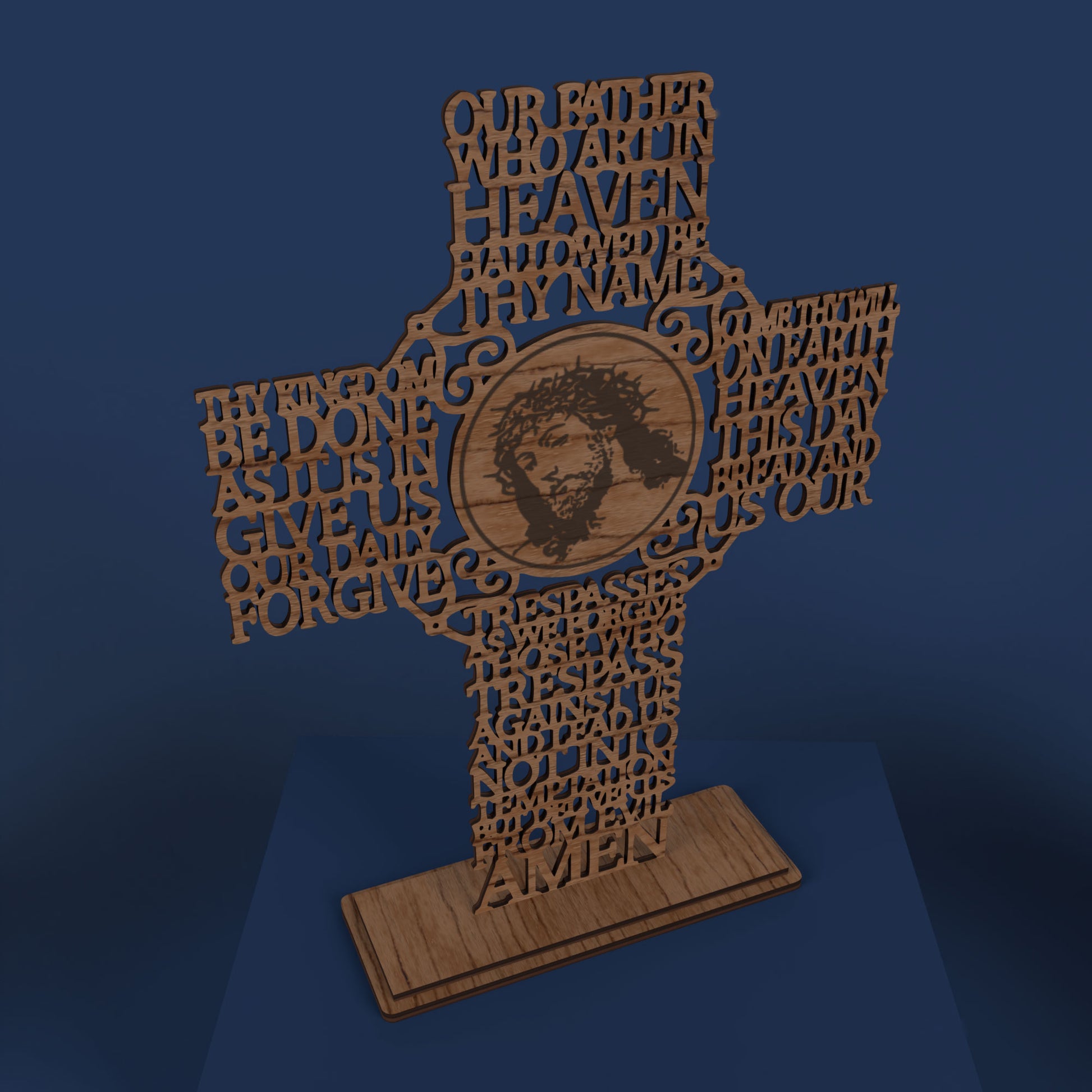 Catholic Lord's Prayer Picture Cross - Laser cut vector file