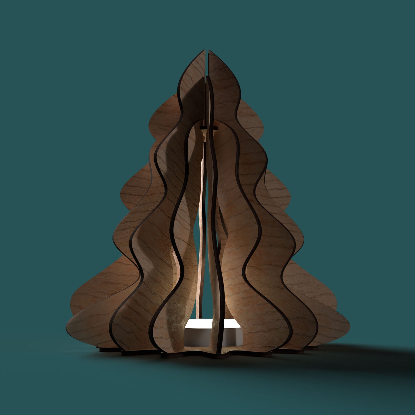 3D Christmas Tree Lamp - Laser cut vector file