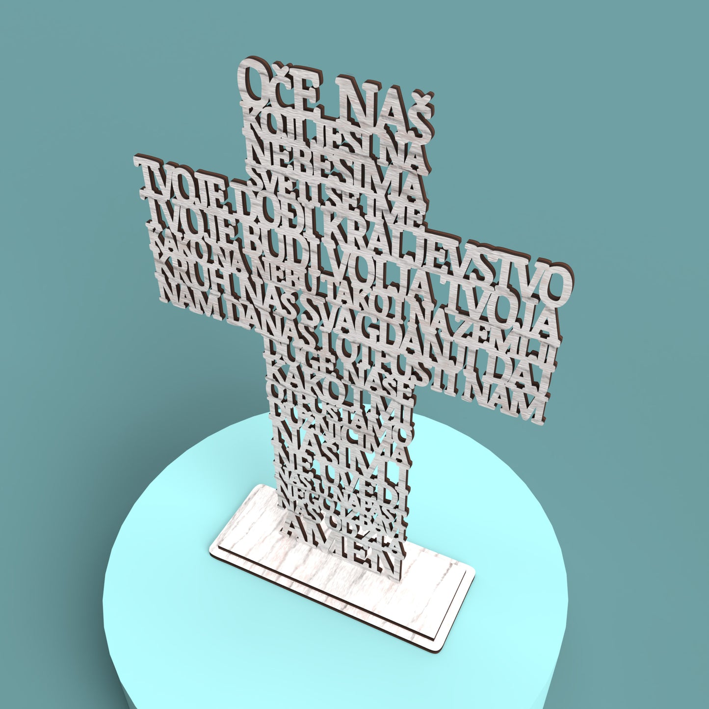 Croatian Lord's Prayer Cross (Oče naš križ) - Laser cut vector file