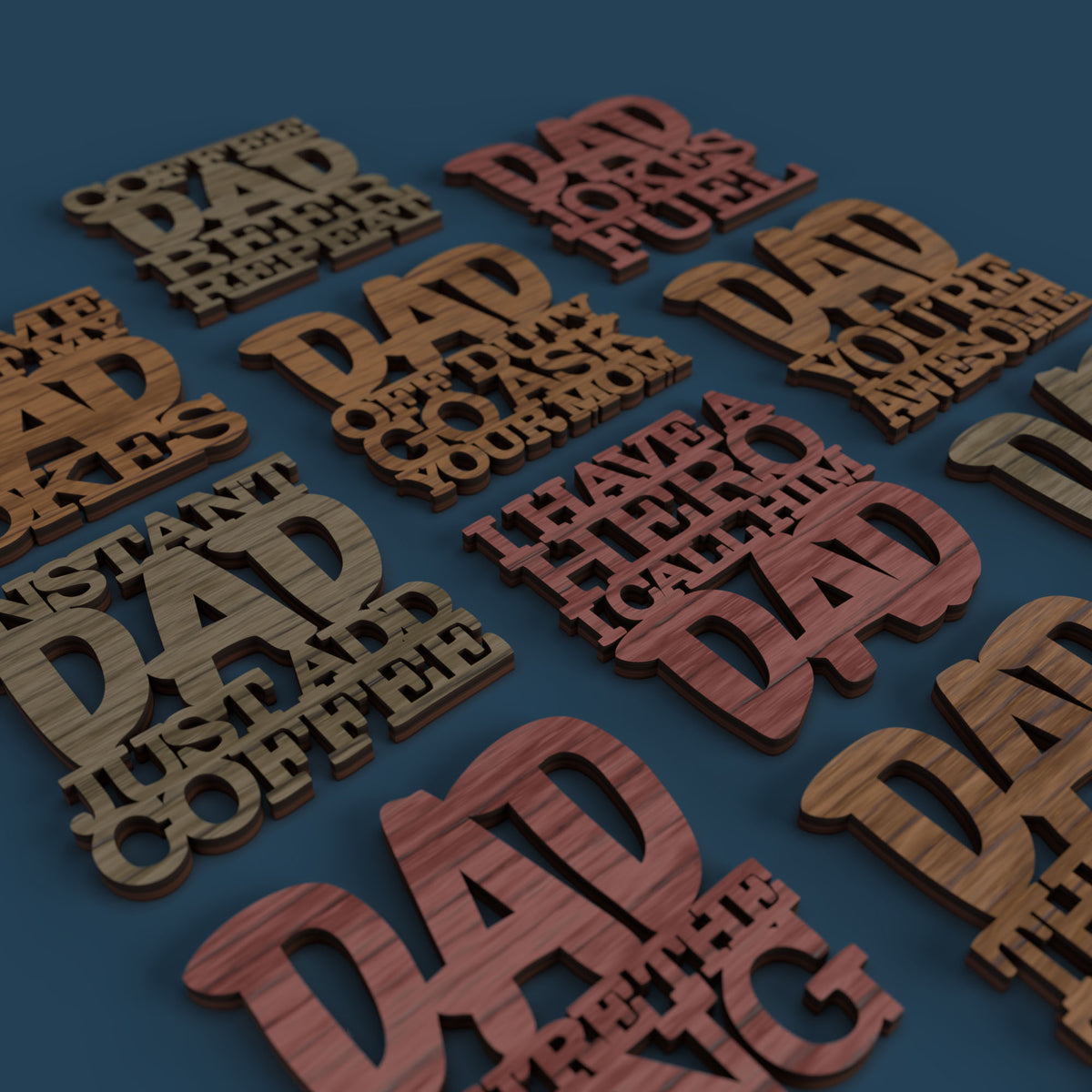 Dad Coasters -Laser Cut File - The X Laser Files