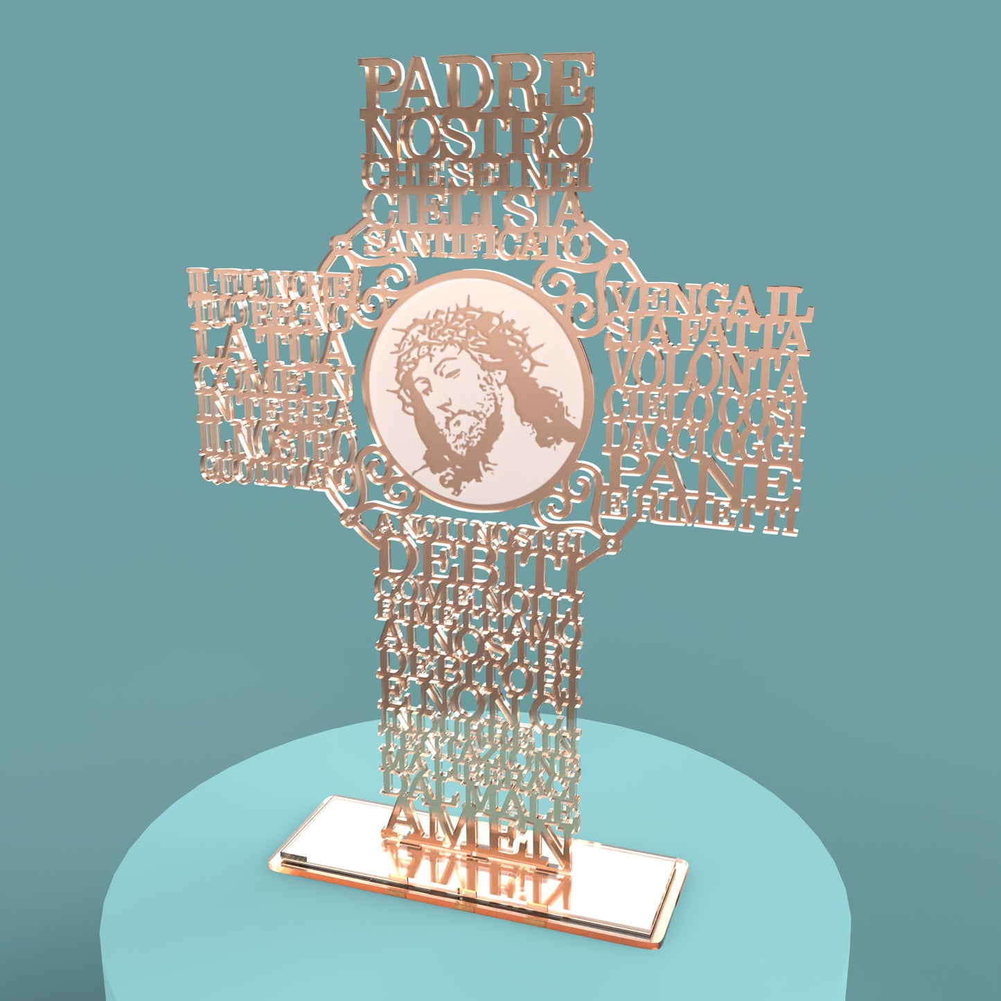 Italian Lord's Prayer Picture Cross (Padre Nostro Croce) - Laser cut vector file