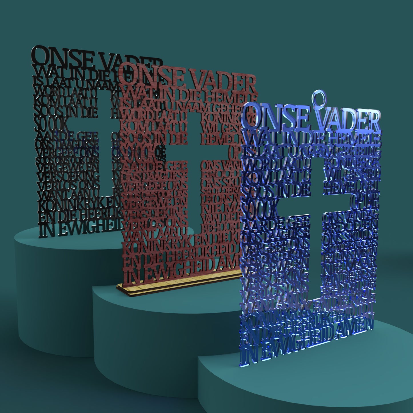 Square with Cross Afrikaans Lord's Prayer (Onse Vader Kruisbeeld) - Laser cut vector file