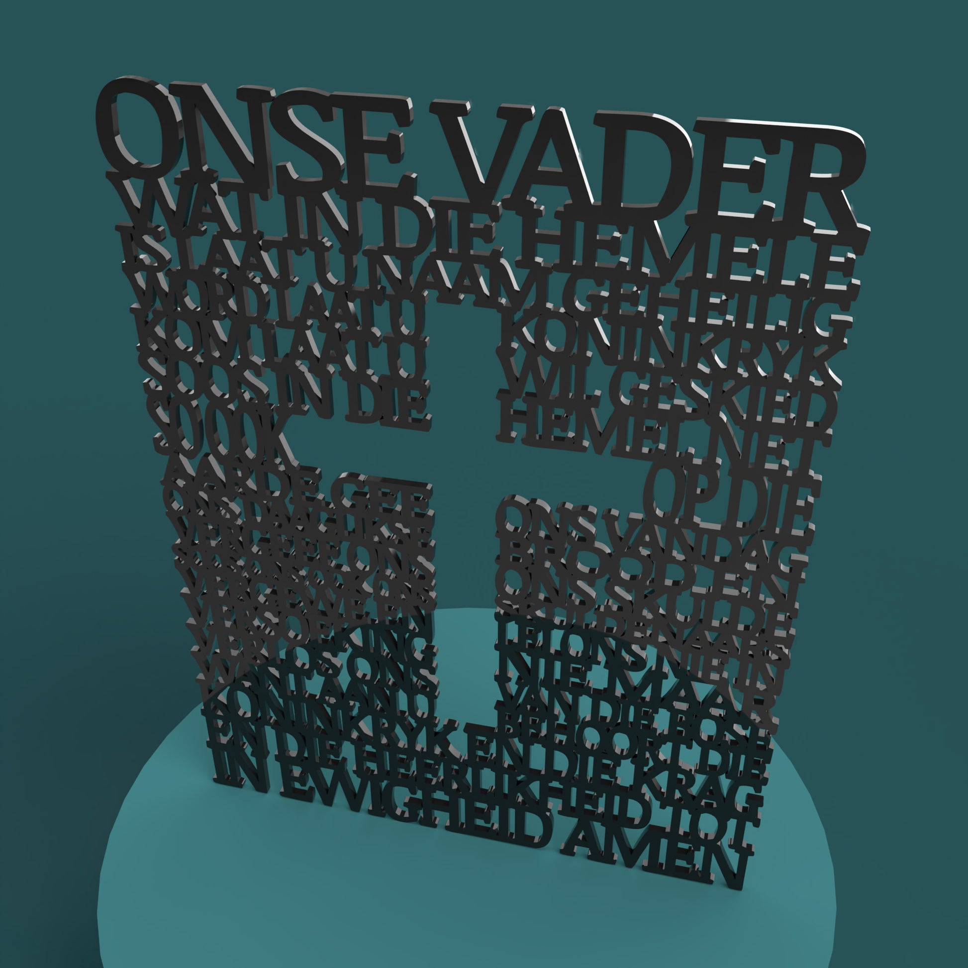 Square with Cross Afrikaans Lord's Prayer (Onse Vader Kruisbeeld) - Laser cut vector file