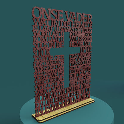 Square with Cross Afrikaans Lord's Prayer (Onse Vader Kruisbeeld) - Laser cut vector file