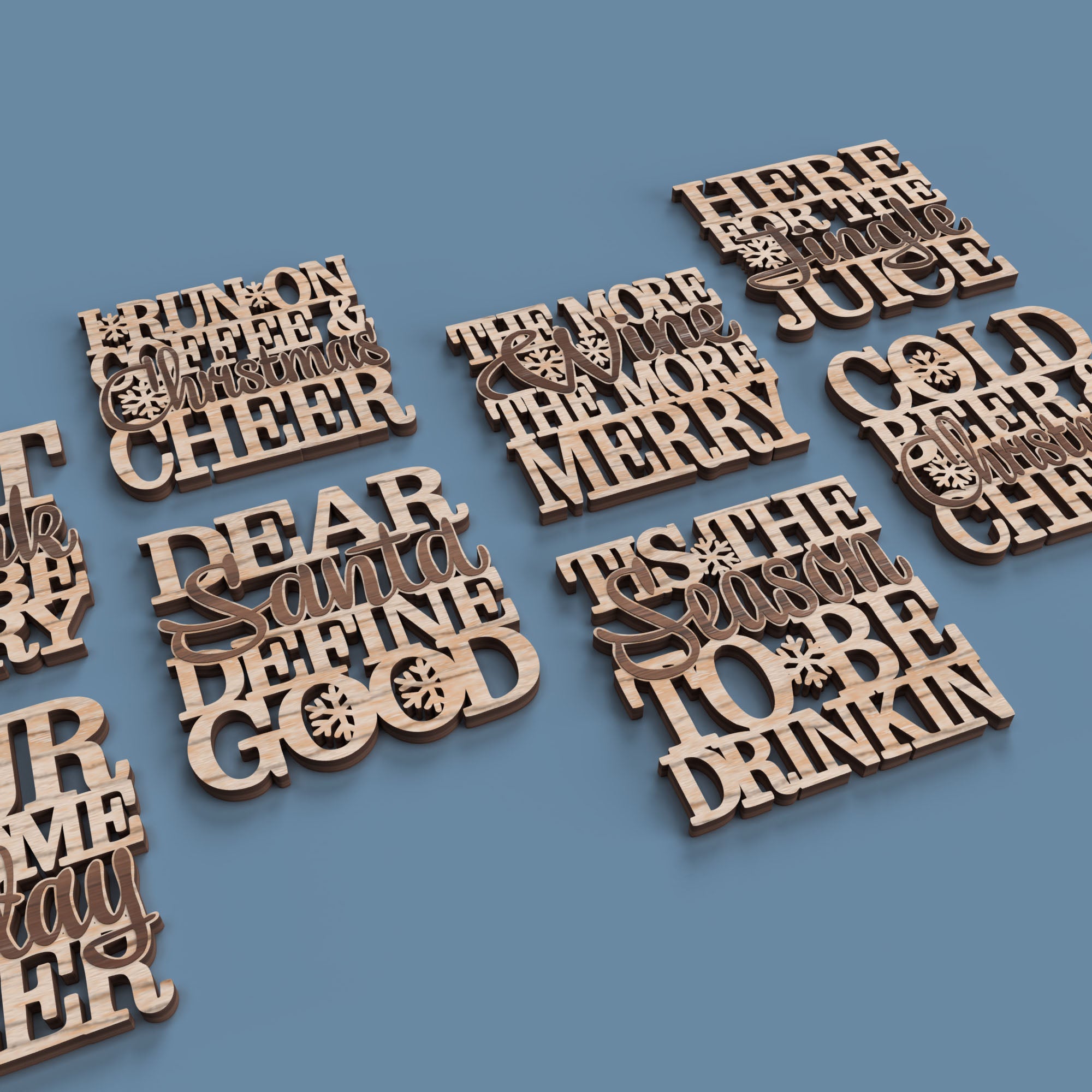 Christmas Drink Coasters -Laser Cut File - The X Laser Files