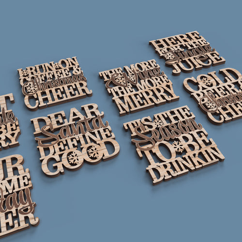 Christmas Drink Coasters -Laser Cut File - The X Laser Files