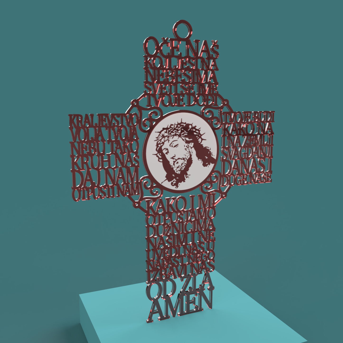 Oče Naš (Croatian Lord's Prayer Picture Cross) -Laser Cut File - The X Laser Files