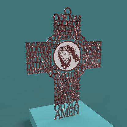 Oče Naš (Croatian Lord's Prayer Picture Cross) -Laser Cut File - The X Laser Files