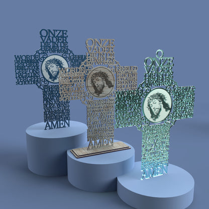 Onze Vader (Dutch Lord's Prayer Picture Cross) - Laser cut vector file