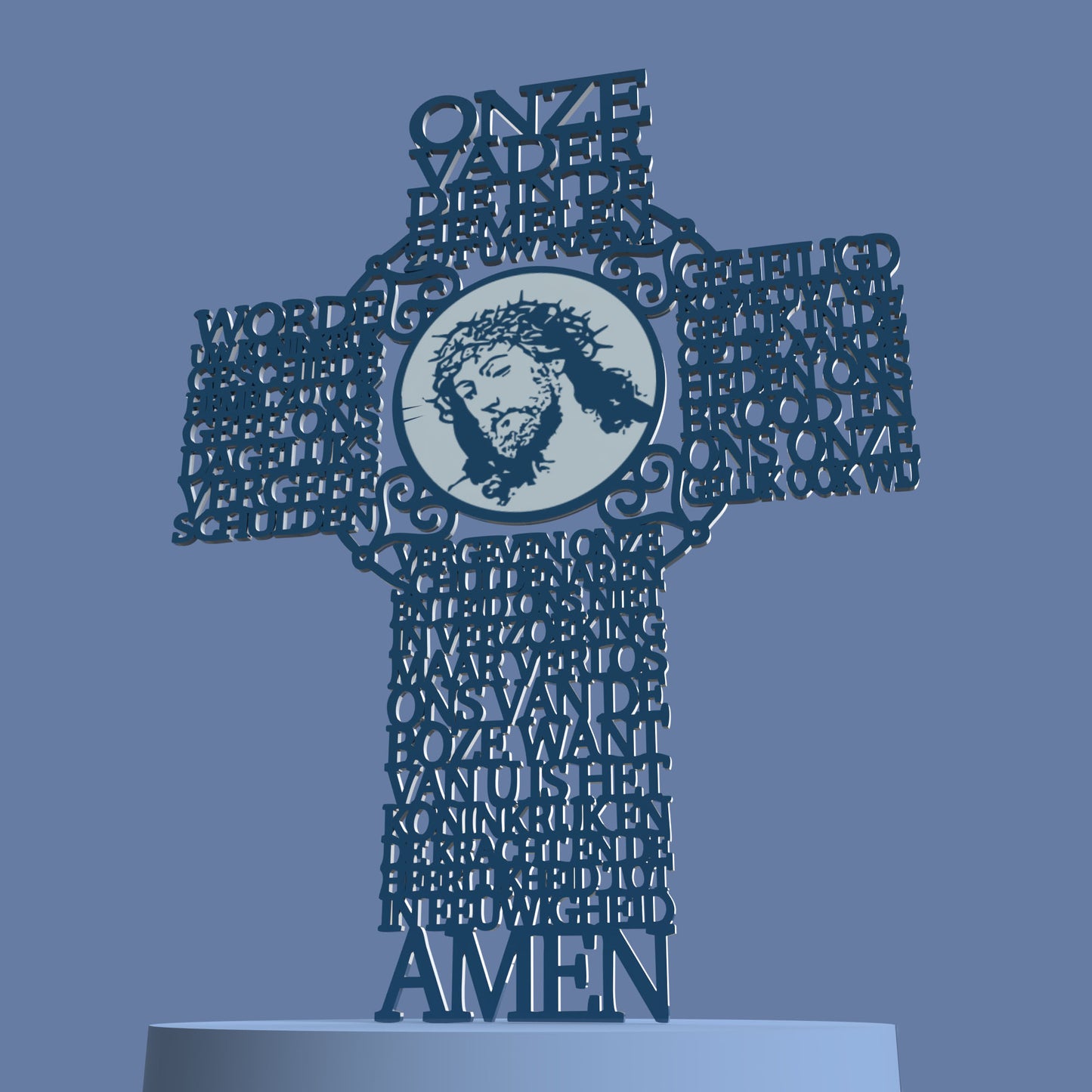 Onze Vader (Dutch Lord's Prayer Picture Cross) - Laser cut vector file