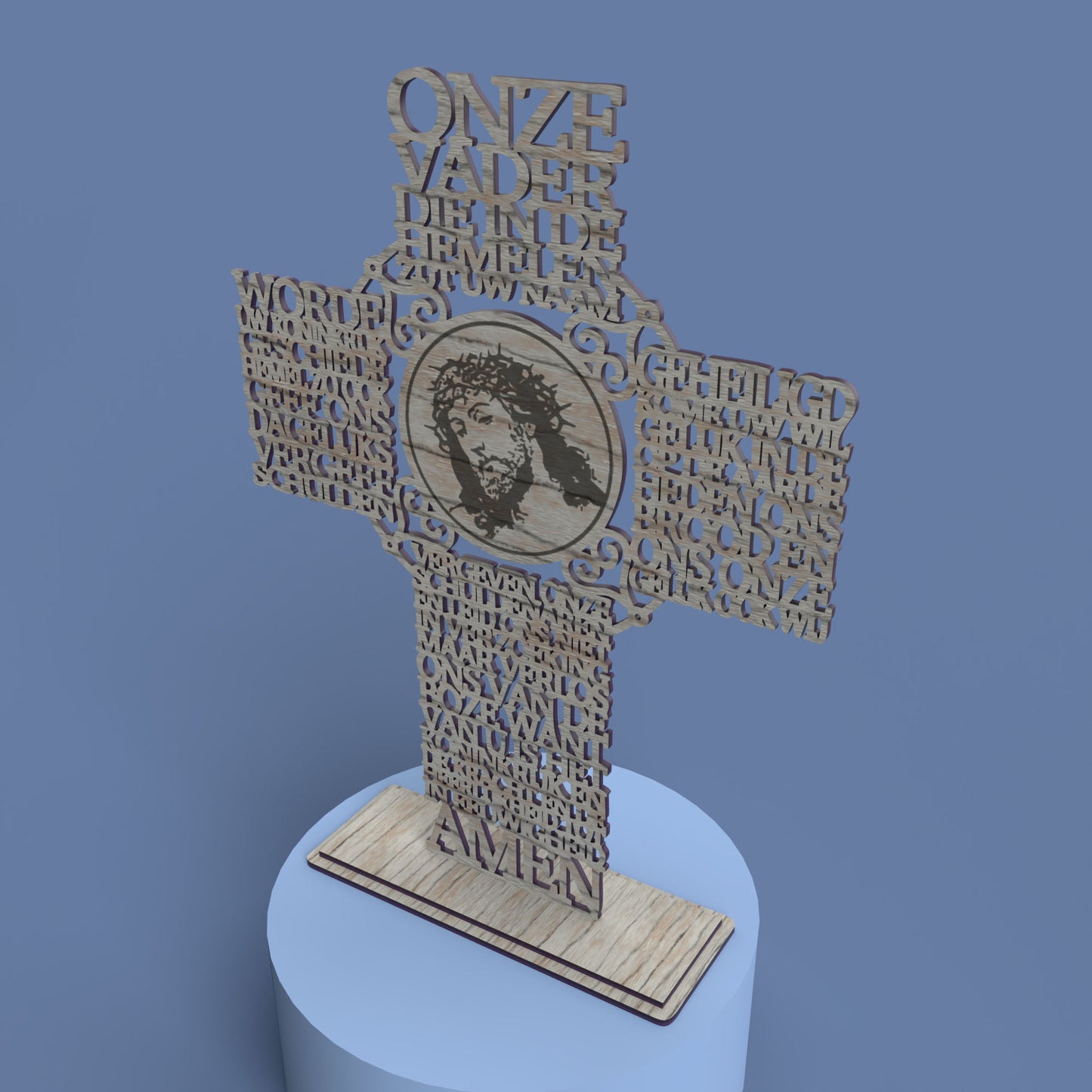 Onze Vader (Dutch Lord's Prayer Picture Cross) - Laser cut vector file