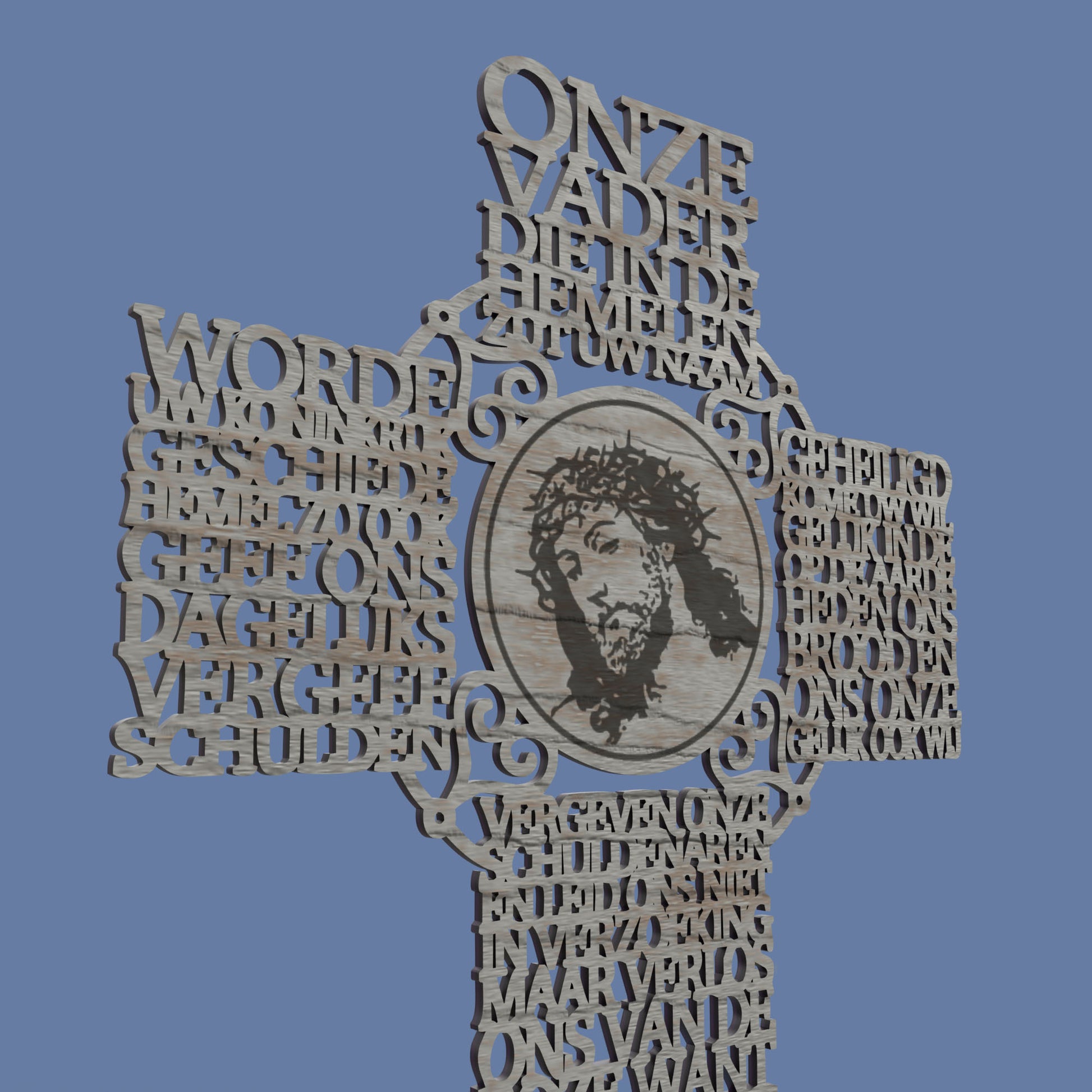 Onze Vader (Dutch Lord's Prayer Picture Cross) - Laser cut vector file