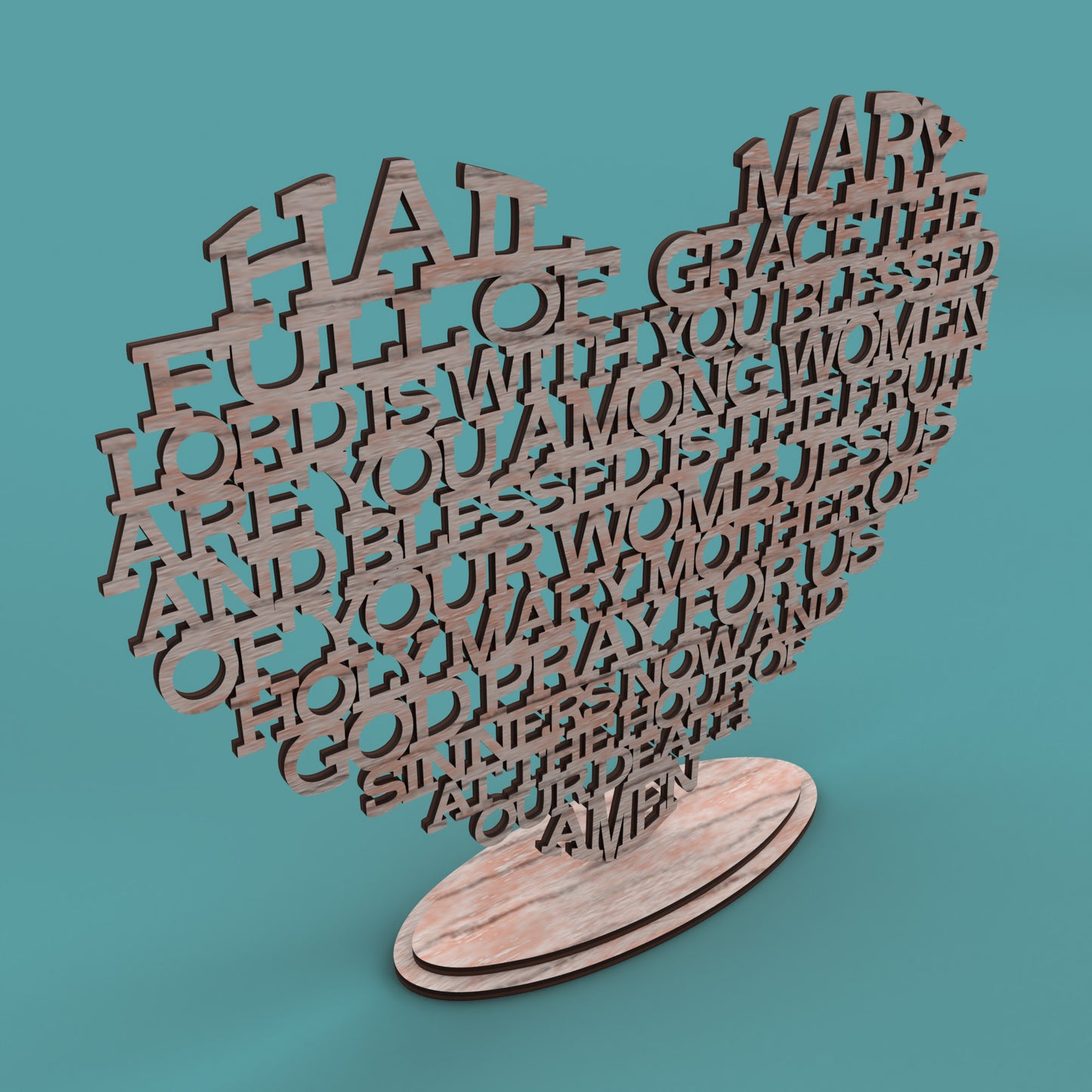 Heart Hail Mary Modern - Laser cut vector file