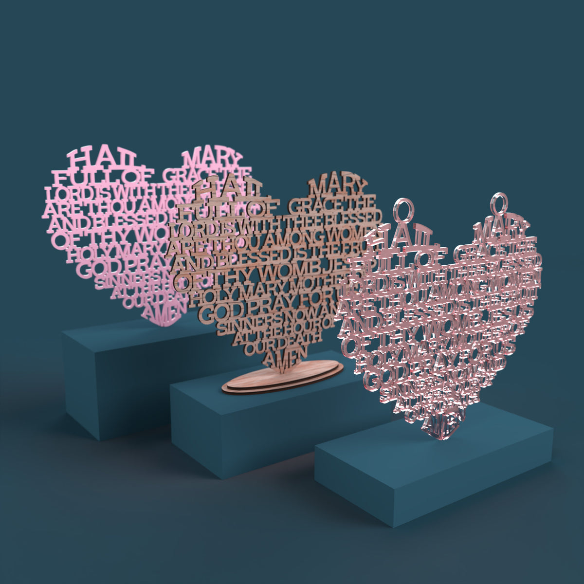 Heart Traditional Hail Mary -Laser Cut File - The X Laser Files