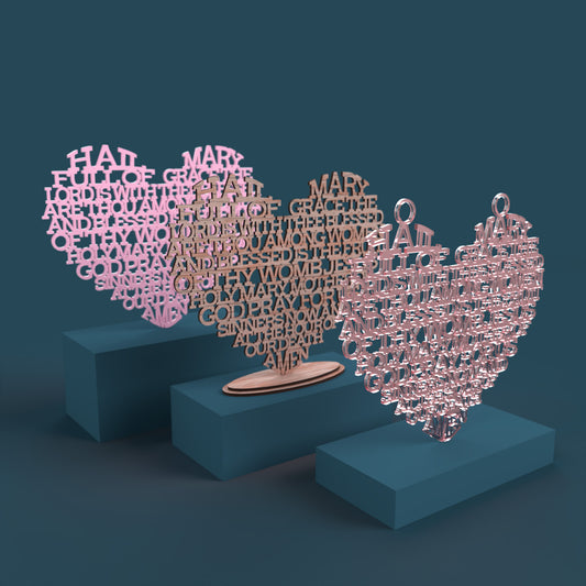 Heart Traditional Hail Mary - Laser cut vector file