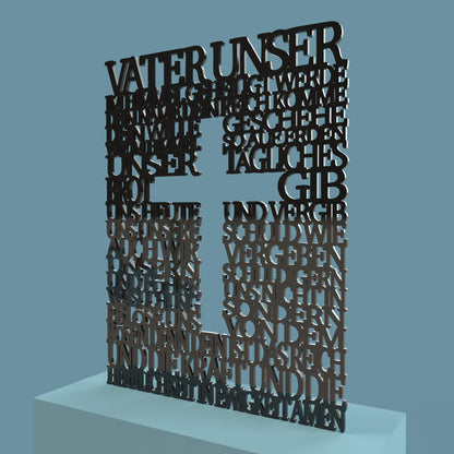 Square with Cross German Lord's Prayer (Vater Unser Kreuz) - Laser cut vector file