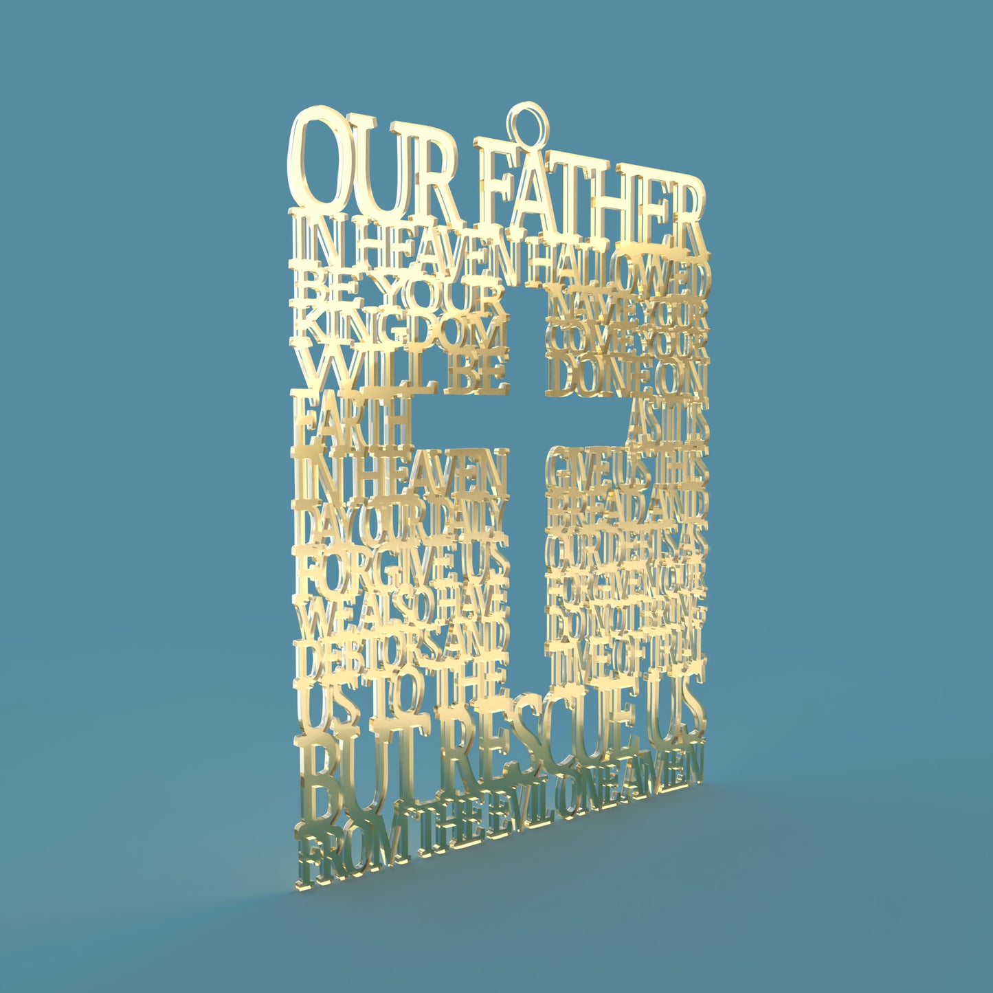 Modern Lord's Prayer Square with Cross - Laser cut vector file