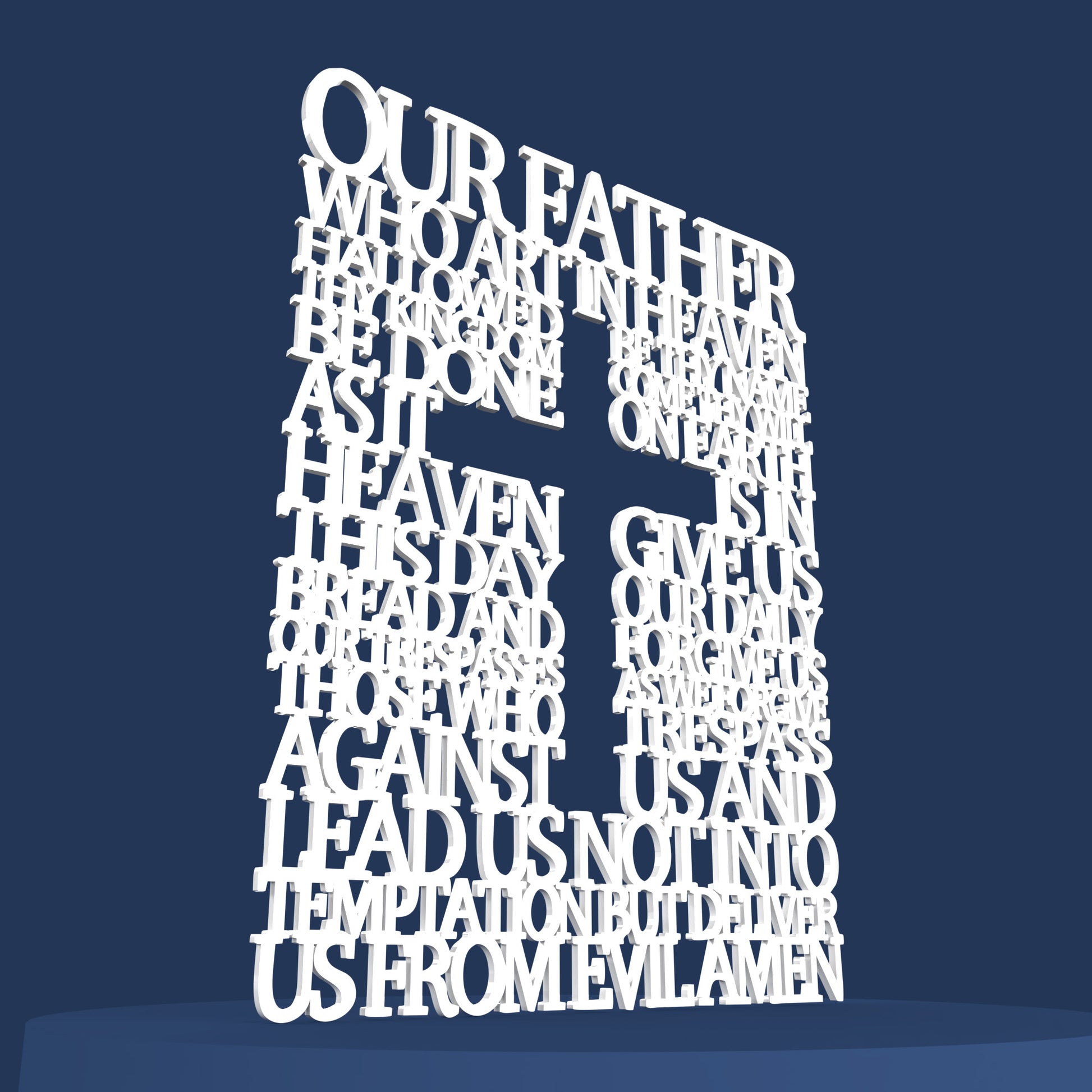 Catholic Lord's Prayer Square with Cross - Laser cut vector file