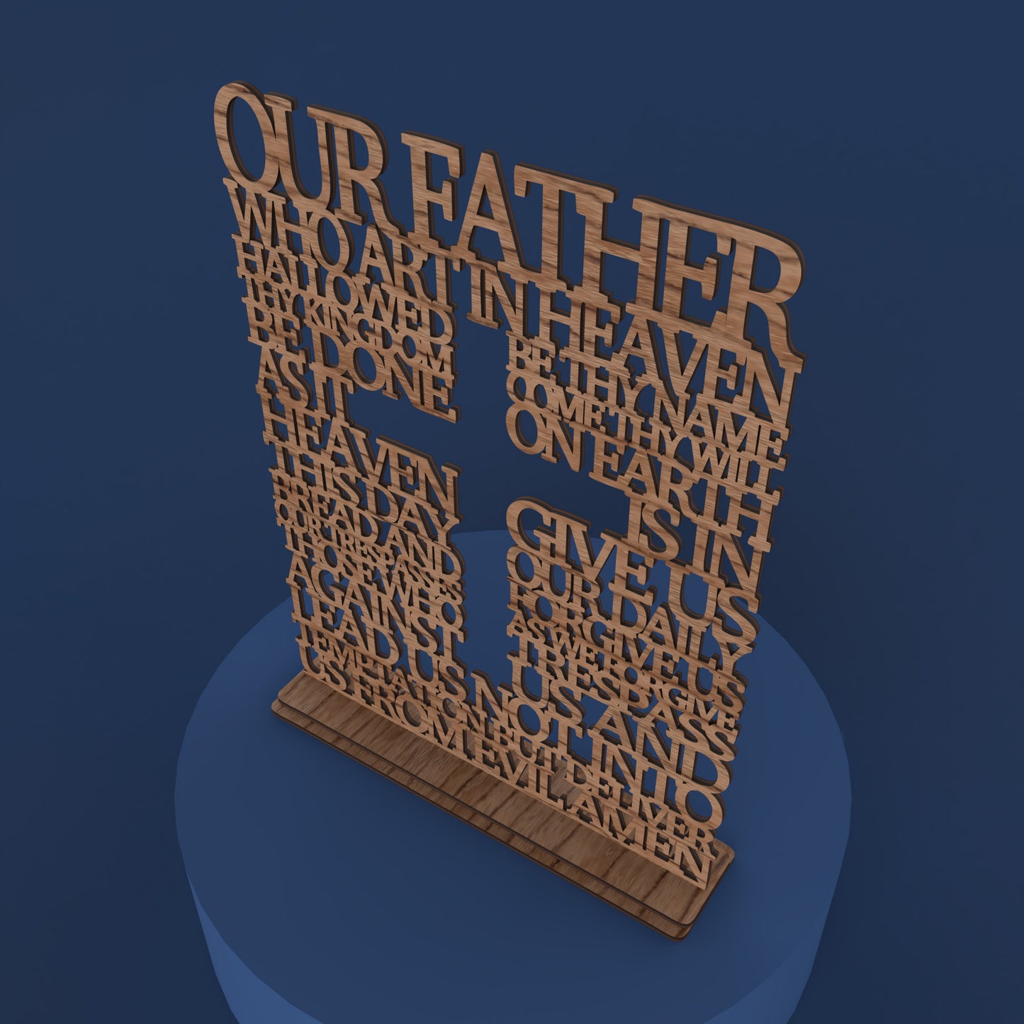 Catholic Lord's Prayer Square with Cross - Laser cut vector file