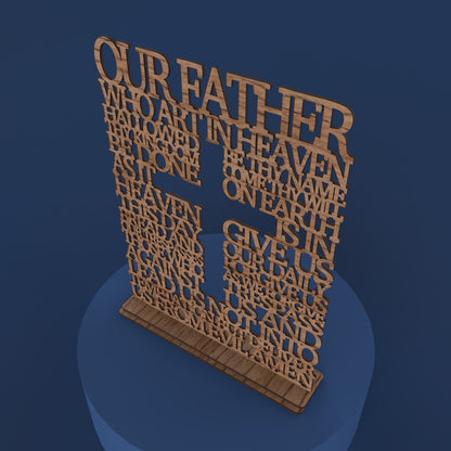 Catholic Lord's Prayer Square with Cross - Laser cut vector file