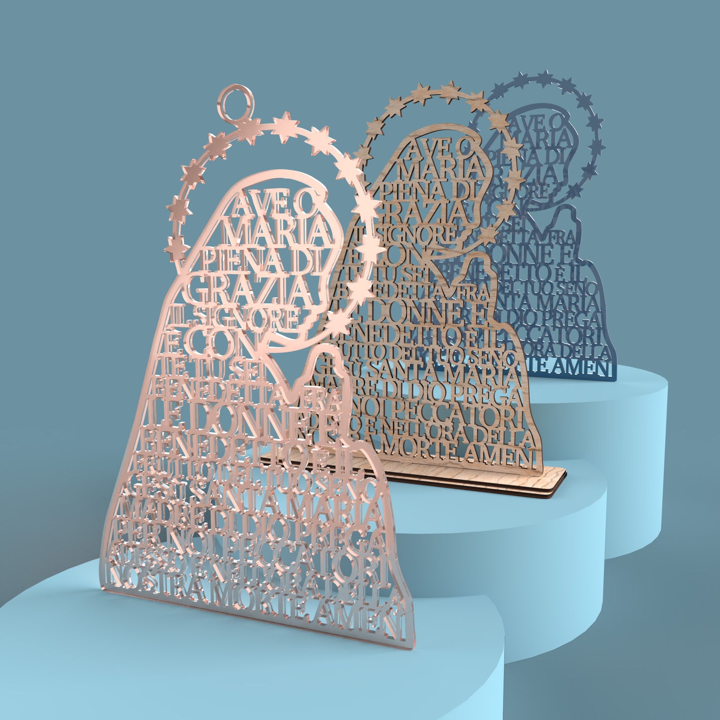 Ave o Maria (Italian Hail Mary) Prayer Virgin - Laser cut vector file