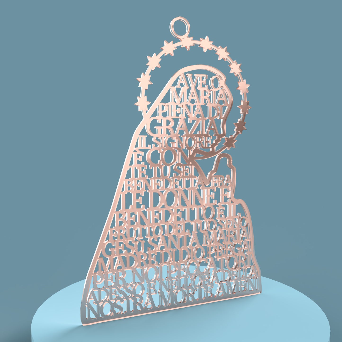 Ave o Maria (Italian Hail Mary) Prayer Virgin - Laser cut vector file