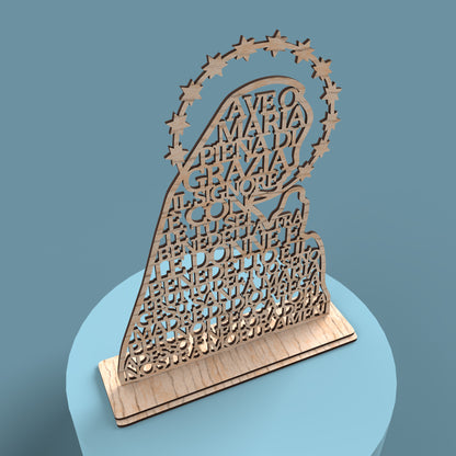 Ave o Maria (Italian Hail Mary) Prayer Virgin - Laser cut vector file