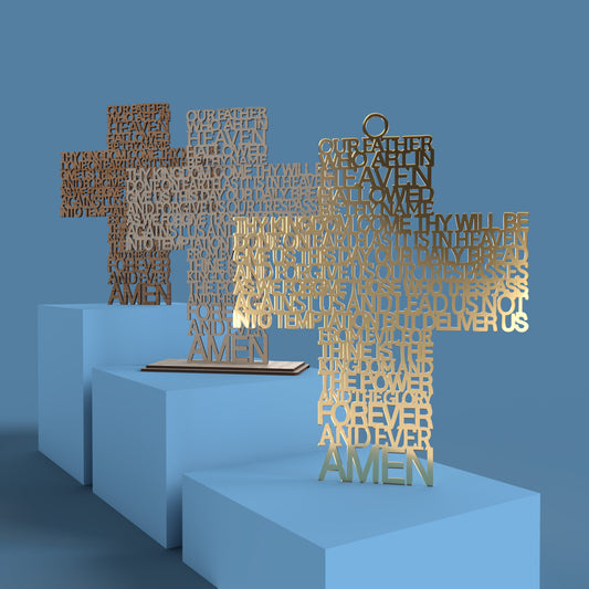 Lord's Prayer (Our Father) Cross Extended Version -Laser Cut File - The X Laser Files